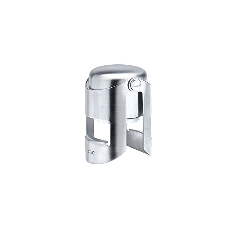Cilio Champagne Closure Made from Brushed Stainless Steel, Silver, 6