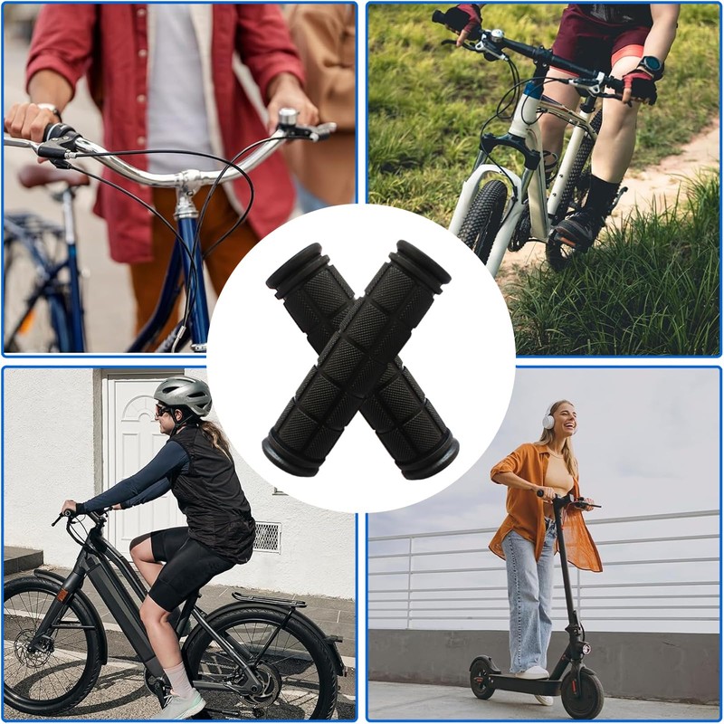 Bicycle Handle Grips, Anti-Slip, Rubber Shock Absorption, Grip Replacement, Repair,