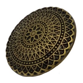 Goldgöre 5 Metal Buttons Golden Patterned 25 mm with Eyelet for Sewing