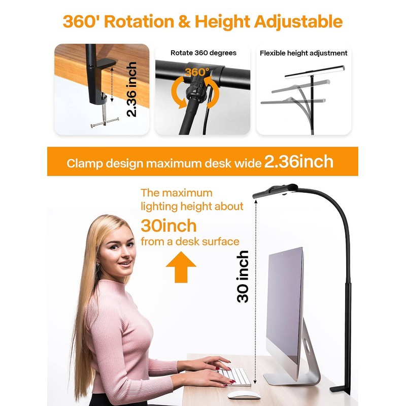 ACNCTOP Desk Lamp for Office Home - Eye-Caring Architect Task