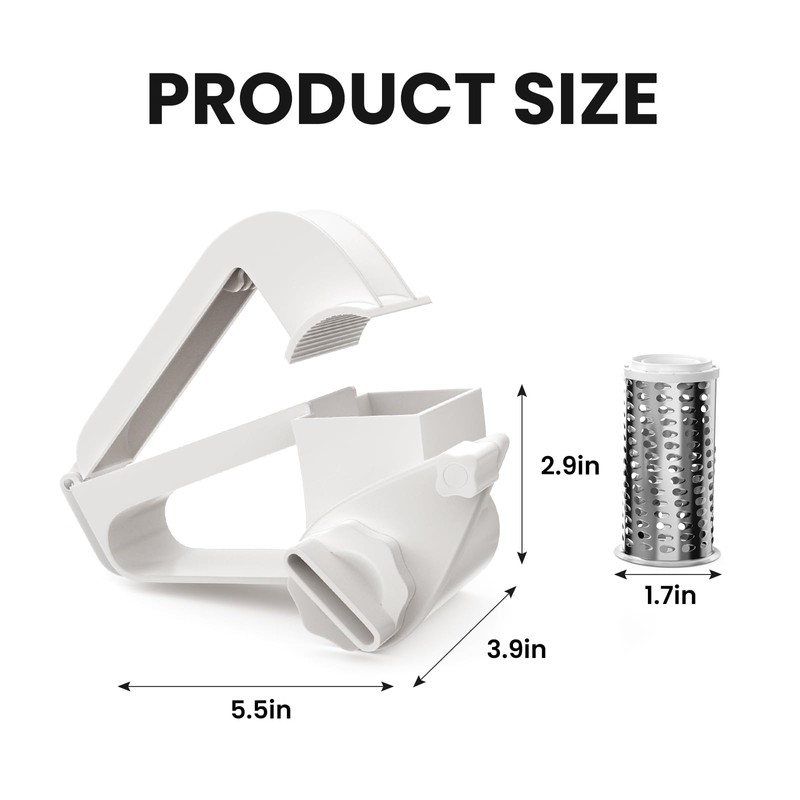 Cheese Grater with Handle, Rotary Cheese Grater,Vegetable, Chocolate, Hard Cheese