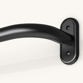 JRZOO Wrap Around Curtain Rods Black, Blackout Heavy Duty Curtain Pole for Windows 66 to 120 Inch, 1" Decorative Room Darkening Curved Modern Drapery Rod (Matte Black/Unique Design/All Matel)