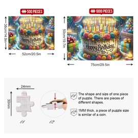 Happy Birthday with Text Jigsaw Puzzles 500 Piece for Adults Animal Art Decor Art Jigsaw Family Puzzle Lovers Gifts