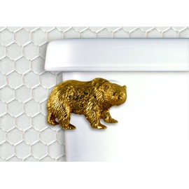 FunctionalFineArt Bear Gold Decorative Toilet Flush Handle/Tank Trip Lever - Front Tank Mount
