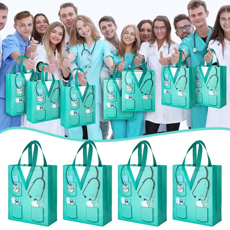 Mindsoft 50 Pcs Nurse Week Gift Bags bulk 13" Non