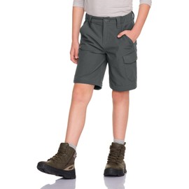 CQR Kids Youth Hiking Cargo Pants, UPF 50+ Quick Dry Convertible Zip Off Pants, Outdoor Camping Pants, Shenandoah Carbon Grey, Small