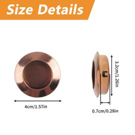 MOROBOR Cabinet Door Handle Round Flush Stainless Steel Sliding Door Handles Recessed Kitchen Cabinet Handles Pocket Door Handles Invisible Door Handle (Bronze) Pack of 8