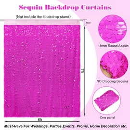 AIBIIN 6x7ft Hot Pink Sequin Backdrop Curtain for Valentine's Day, Photography, Girl Princess Birthday, Baby Shower, Wedding Party Decor - Shimmer Wall, Glitter Sparkly