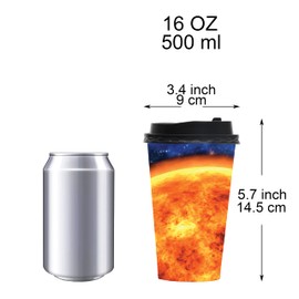 Youngever 72 Sets Disposable Coffee Cups with Lids, To Go Hot Coffee Cups, Durable Paper Cups with Lids (Planet Theme Design)