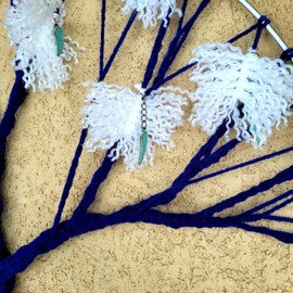 Handmade Tree of life dream catcher deep blue with white accents