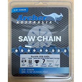 18" Archer Chainsaw Chain Semi-Chisel 3/8-.058-64DL compatible with PROYAMA 62CC replaces 73LGX064G A2EP-64E