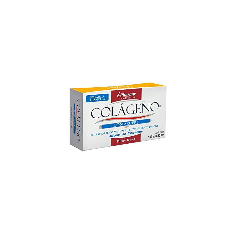 5 Pzas Colágeno Jabón Barra con Azufre 100 gr