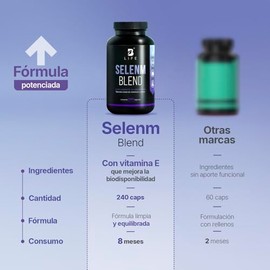 Selenio de 240 Cápsulas. Ingredientes naturales: con Vitamina E para mayor absorción. Selenm Blend B Life