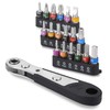 DerBlue 19pcs S2 Micro Ratchet Wrench Screwdriver Bit Set with