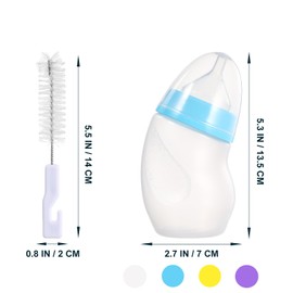 ULTECHNOVO Kitten Feeder Bottle, Pet Feeding Bottle, Bottle for Puppies Kittens - 180ml Curved Neck Cat Kitten Puppy Feeding Bottle with Cleaning Brush and Silicone Replacement(Random Color)