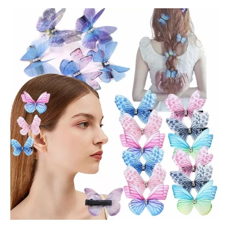 GOGOX 12 Colores Mezcla Mariposa Pasador Moños Para Niñas Moda