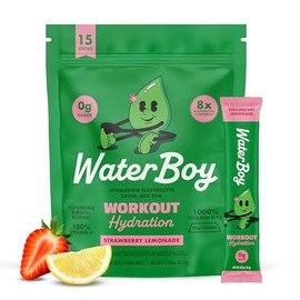 Waterboy- Hidratación de entrenamiento  Paquetes de Polvo de Electrolitos Sin Azúcar de 2,960mg  LGlutamina  Vitaminas  No Su                         