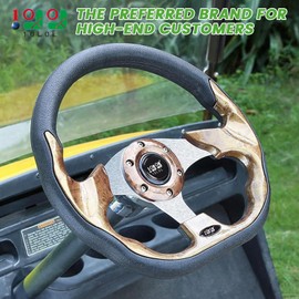 10L0L Golf Cart Steering Wheel, Universal Design Fit for Yamaha, EZGO RXV & TXT, Club Car DS, Club Car Precedent Tempo, Most Golf Cart(Sandal Wood Brown)