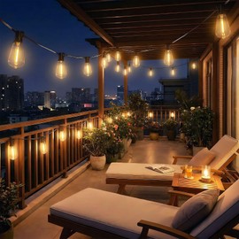 YaaFen 52FT Solar String Lights Outdoor Waterproof Patio Lights with Remote and 15+1 LED Shatterproof Bulbs, 3 Light Modes Dimmable & Timer Solar Lights for Backyard Porch Garden Wedding Decor