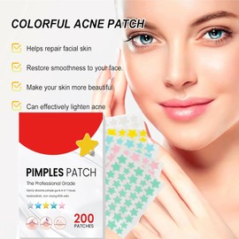 200 Parches Hidrocoloides para Espinillas y Acné, Forma de Estrella, Absorbe Secreciones, Reduce Inflamación y Marcas, Protege la Piel de Impurezas, Ideal para Uso Diario y Nocturno