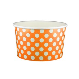 20 oz Yogurt Paper Cups- 600 Count (Polka Dot Orange)