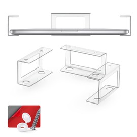 BRAINWAVZ Transparent Under Desk Laptop Holder Mount with Adhesive & Screw in, Devices Upto 1.8" Thick for Laptops, Macbooks, Surface, Cable Box, Routers, Keyboard, Modems, Network Switch & More
