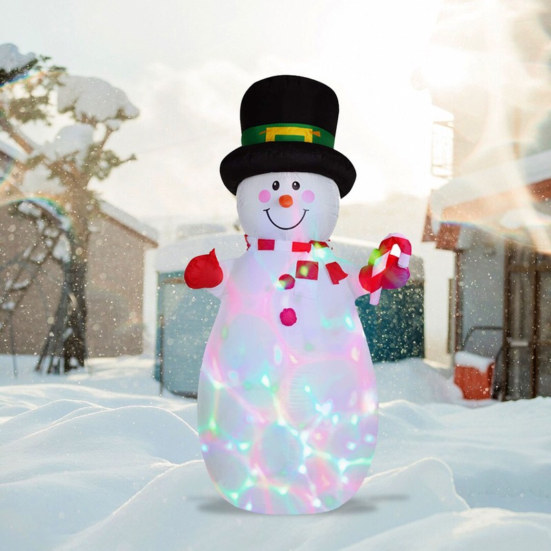 1.8m Christmas Yard Decoration Rotating Colorful Lights Inflatable Snowman Model
