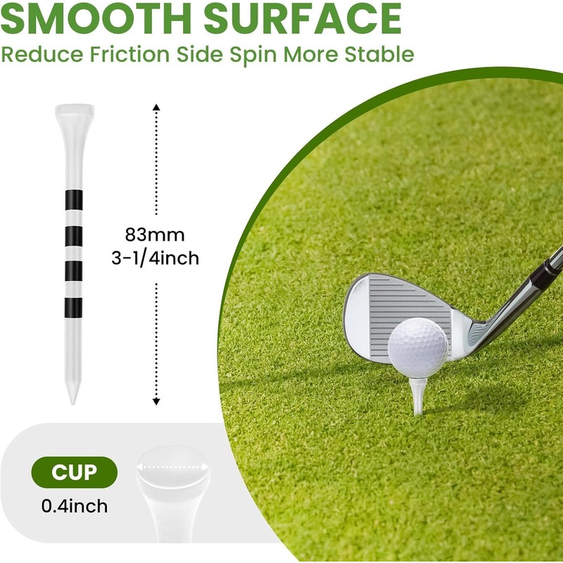20 Pack 83mm Bamboo Golf Tees Natural Durable Stable Shots