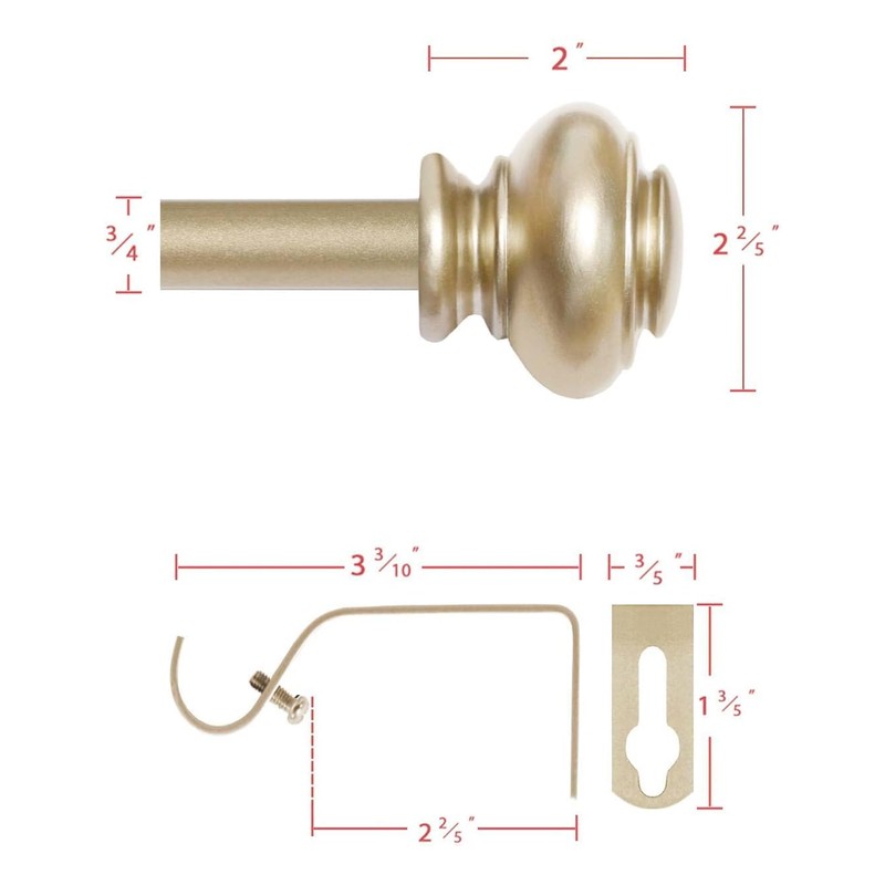 H.VERSAILTEX Curtain Rods for Windows 16.2 to 28.2 Inches 3/4