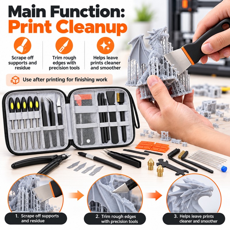 3D Printer Tool Kit for Print Cleanup and Maintenance –