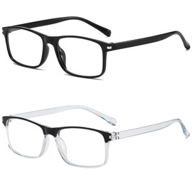 JOON-joon Reading Glasses Men 2 Pairs Ultra Light Fashion Blue Light Blocking Readers for Women Men+1.0(Black&Blue)