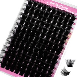 FADLASH Lash Clusters 200D Thick Eyelash Clusters D Curl Volume Cluster Eyelash Extensions 15-20mm Individual Lashes 3D Effect DIY Lash Extension Clusters (200D-0.07-D,15-20mm)