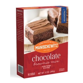 Manischewitz Chocolate Brownie Mix With Fudge Frosting 12oz (2 Pack) | Grain Free, Kosher for Passover, Baking Pan Included!