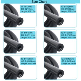 Silicone Vacuum Hose Kit 6PCS 5FT 1/8" 5/32" 3/16" 1/4" 5/16" 3/8" ID High Performance 130PSI With Vacuum Connector 12 Sizes 130PCS Engine Automotive Vacuum Silicone Hose Line Kits