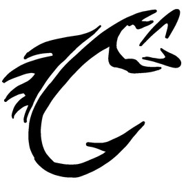 hBARSCI Fish Hook Vinyl Decal - 5 Inches - for Cars, Trucks, Windows, Laptops, Tablets - Outdoor-Grade 2.5mil Thick Vinyl - Black