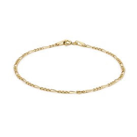 Carissima Gold Women's 9 ct Yellow Gold Hollow 1.9 mm Diamond Cut Figaro Chain Bracelet of Length 18 cm/7 Inch