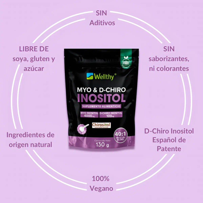 Myo Chiro Inositol 130gr Wellthy Chirositol Sabor