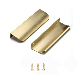 Satanga Edge Finger Tab Pull for Cabinets Hardware Closet Pulls Square Bar Pulls Drawer Pulls 5Pack Easy to Install 6inch 150mm Brushed Brass