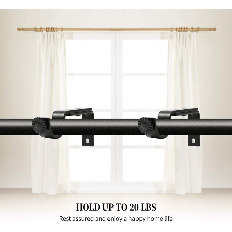 Eau 10 Pieces of Adjustable Black Curtain Rod Brackets, Heavy