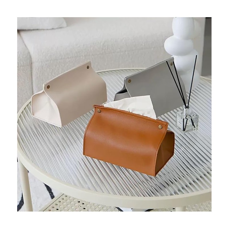 Tissue Box Cover, Refined Modern PU Leather Tissue Box Holder