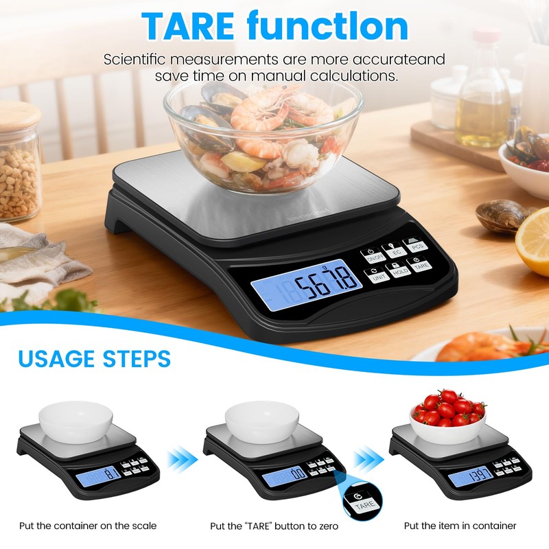 Food Scale, Digital Kitchen Scale with Large Panel, Weight Grams