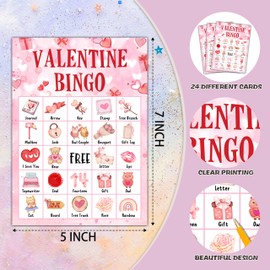 Foosproea Valentine Bingo Cards, Valentine's Day Bingo Games for 24 Players, Valentine Games for Family Friends Large Group Activities, Valentine Party Favors Supplies Decorations(18)