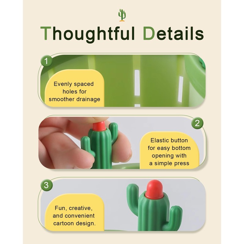 VVGAOGES Sink Strainer Plug 2 Pack Cactus Design Anti-Clogging Anti-Odor