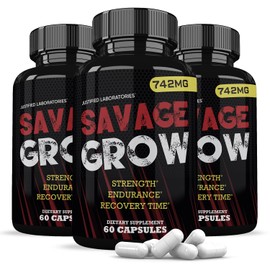 (3 Pack) Savage Grow 742MG All Natural Advanced Men's Health Formula 180 Capsules