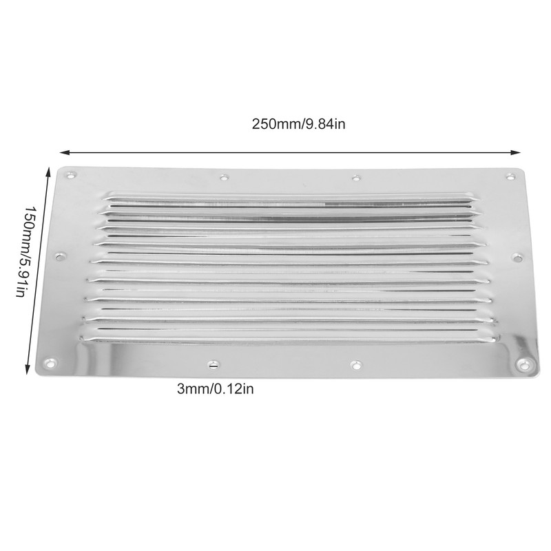 250x150mm Air Vent Louver Grill Cover Stainless Steel Duct Ventilation