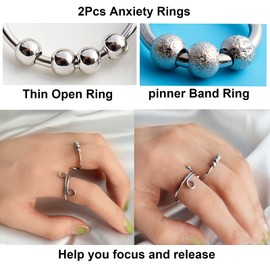 2/3pcs Evil Eye Rings for Women Men Fidget Ring Anxiety Rings For Girls Adjustable Stackable Spinner Rings for Teens
