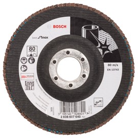 Bosch 2608607640 125mm Flap disc, INOX, G80, Black, 125 mm