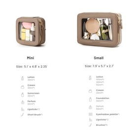 Aveniee - Juego de bolsa de maquillaje transparente (2 piezas mini y medio), organizador de artículos de cambiador de viaje para mujeres, bolsa de cos