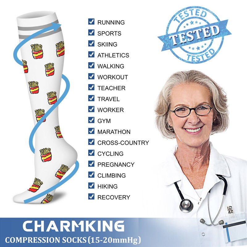 CHARMKING Compression Socks for Women & Men (8 Pairs) 15-20