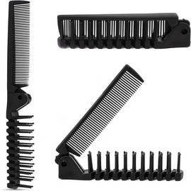 Wide Tooth Folding Comb 3-Piece Set of Static-free Portable Combs for Daily Beauty Styling, 3 Pieces, Black / 넓은 이빨 접이식 빗 일상적인 미용 스타일링 전용 정전기 없는 휴대용 빗 3종 세트, 3개, 검정색